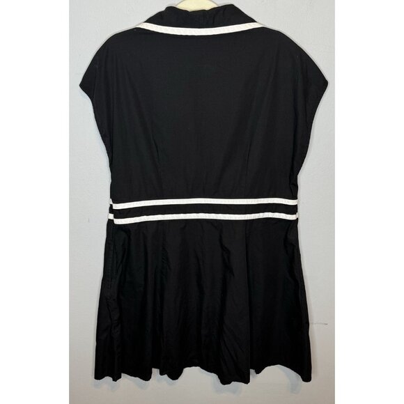 Eshakti Dress 1X 18W Black White Mini Short Sailor Short Sleeve Collared - Picture 2 of 8